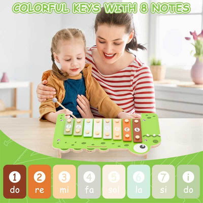 Xylophone en bois Fidtoy pour enfants | Instrument de musique Montessori 2 en 1 (piano et xylophone) pour tout-petits