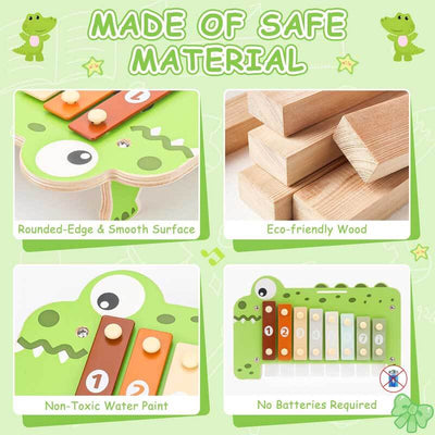 Xylophone en bois Fidtoy pour enfants | Instrument de musique Montessori 2 en 1 (piano et xylophone) pour tout-petits