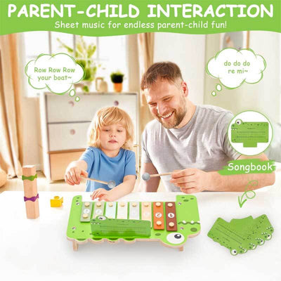 Xylophone en bois Fidtoy pour enfants | Instrument de musique Montessori 2 en 1 (piano et xylophone) pour tout-petits