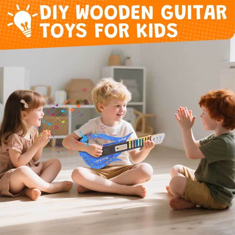 Fidtoy Guitare en bois DIY pour enfants de 5 ans et plus – Kit pour construire votre propre instrument de musique pour piano, guitare et basse