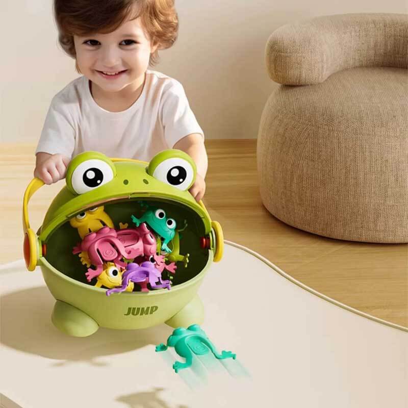 Fidtoy Grenouille sauteuse pour tout-petits | Jouet interactif à ressort pour la coordination œil-main et le jeu actif des enfants
