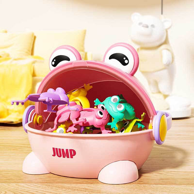 Fidtoy Grenouille sauteuse pour tout-petits | Jouet interactif à ressort pour la coordination œil-main et le jeu actif des enfants