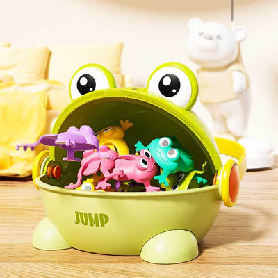 Fidtoy Grenouille sauteuse pour tout-petits | Jouet interactif à ressort pour la coordination œil-main et le jeu actif des enfants