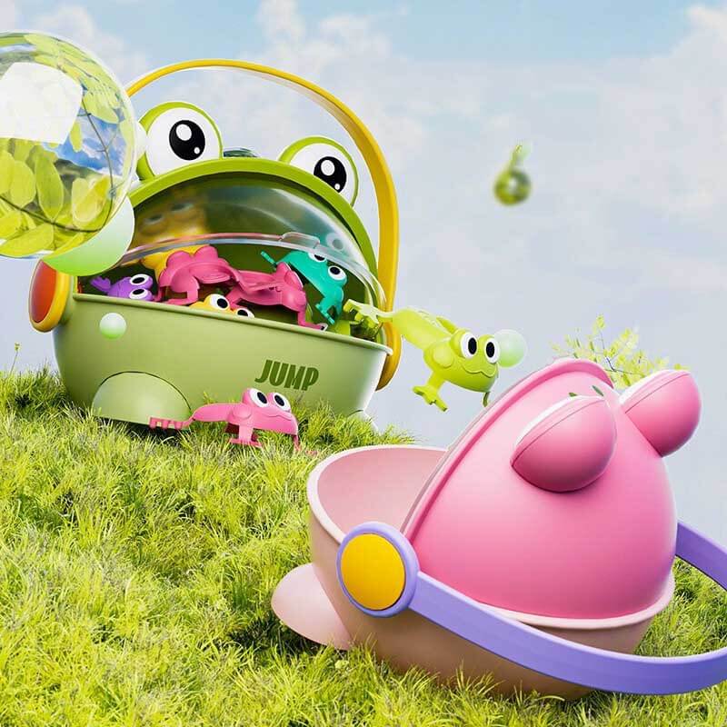 Fidtoy Grenouille sauteuse pour tout-petits | Jouet interactif à ressort pour la coordination œil-main et le jeu actif des enfants