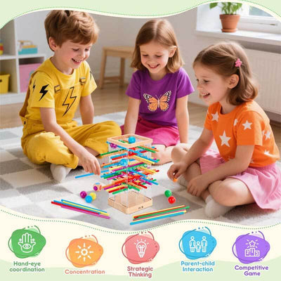 Fidtoy Jeu de société en bois Montessori pour enfants 3 ans et + Jouet éducatif de comptage et de stratégie