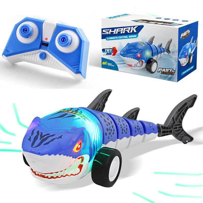Fidtoy Remote Control Shark Car Toy with LED Lights 2.4GHz RC Shark Vehicle 360 Spin Drift Remote Control Car for Kids Indoor Outdoor Play