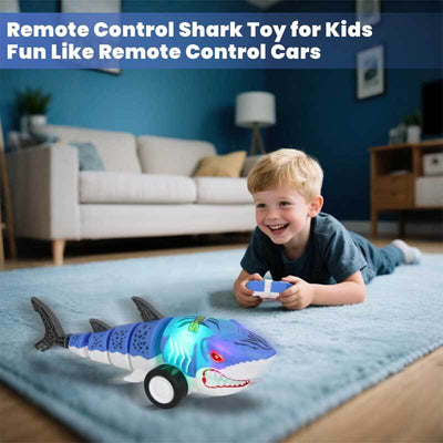 Fidtoy Remote Control Shark Car Toy with LED Lights 2.4GHz RC Shark Vehicle 360 Spin Drift Remote Control Car for Kids Indoor Outdoor Play