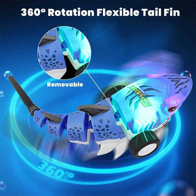 Fidtoy Remote Control Shark Car Toy with LED Lights 2.4GHz RC Shark Vehicle 360 Spin Drift Remote Control Car for Kids Indoor Outdoor Play