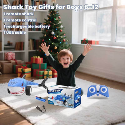 Fidtoy Remote Control Shark Car Toy with LED Lights 2.4GHz RC Shark Vehicle 360 Spin Drift Remote Control Car for Kids Indoor Outdoor Play