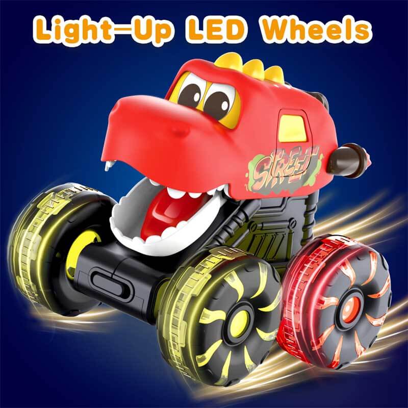 Fidtoy Dinosaur Monster Truck Toy Set for Toddlers with LED Lights