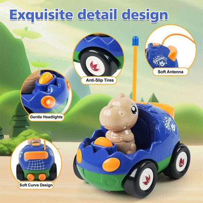 Fidtoy RC Dinosaur Car Toy 2 Pack Remote Control Cars for Kids Toddlers with Controllers Lights Sound Racing Toy for Indoor Play