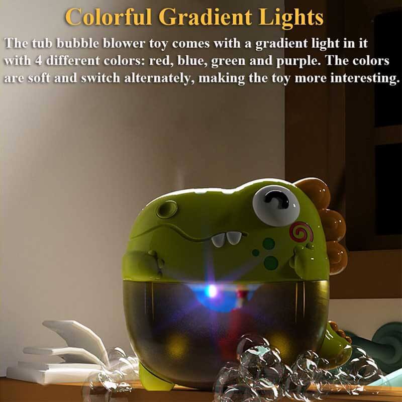 Fidtoy Dinosaur Bath Bubble Toy for Toddlers with Music and Colorful Lights
