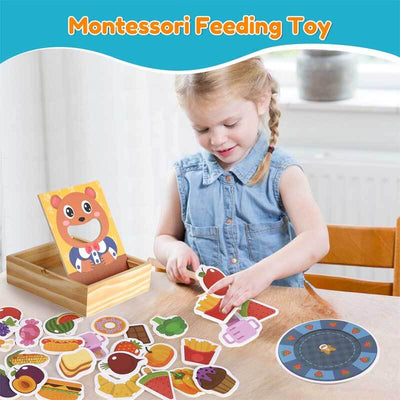 Fidtoy Wooden Feeding Bear Toy - Montessori Food Learning Toy