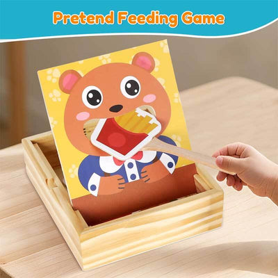 Fidtoy Wooden Feeding Bear Toy - Montessori Food Learning Toy