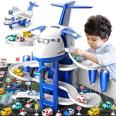 Fidtoy Airplane Toy Set for Kids 3-8 | Multi-Level Garage & Cars Interactive Play