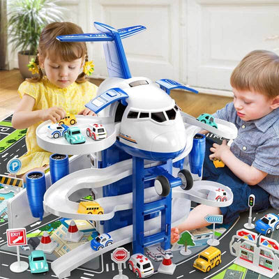 Fidtoy Airplane Toy Set for Kids 3-8 | Multi-Level Garage & Cars Interactive Play
