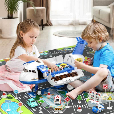 Fidtoy Airplane Toy Set for Kids 3-8 | Multi-Level Garage & Cars Interactive Play
