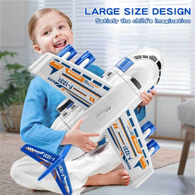 Fidtoy Airplane Toy Set for Kids 3-8 | Multi-Level Garage & Cars Interactive Play
