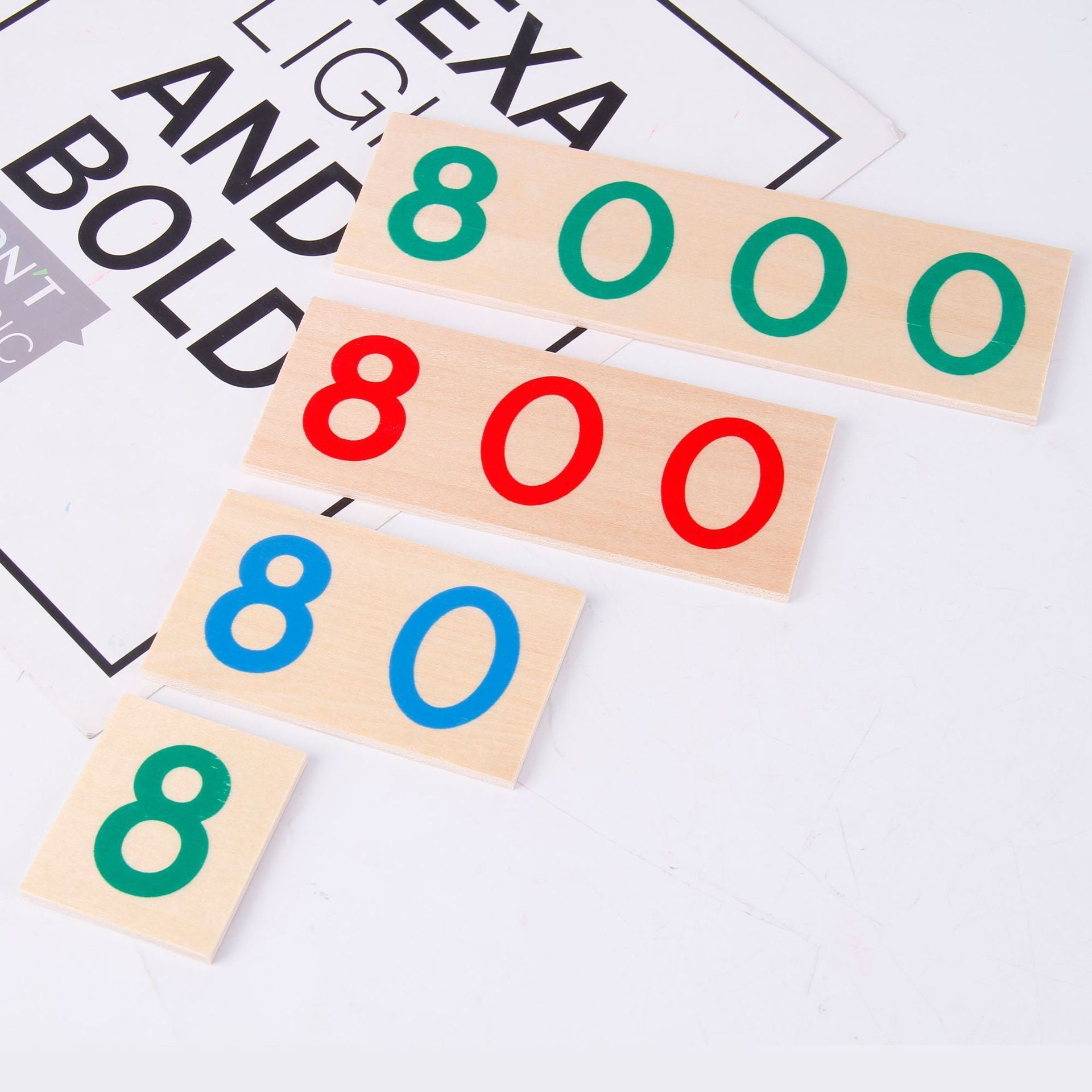 Wooden Montessori Large Number Card 1-9000 Counter