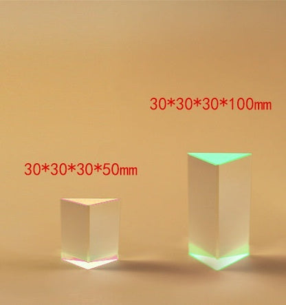 Educational Optical Glass Triple Triangular Prism Physics Teaching Light Spectrum 5cm or 10cm