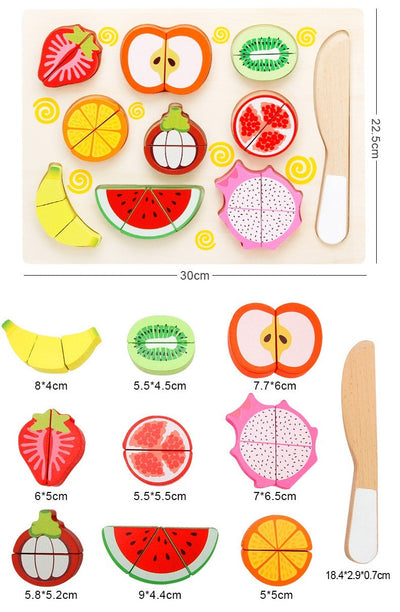 Jeu de découpe de fruits en bois, magnétique avec planche à découper