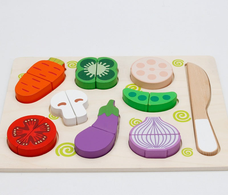 Wooden Fruit and Vegetables Cutting Puzzle Magnetic Vegetables Cutting Board