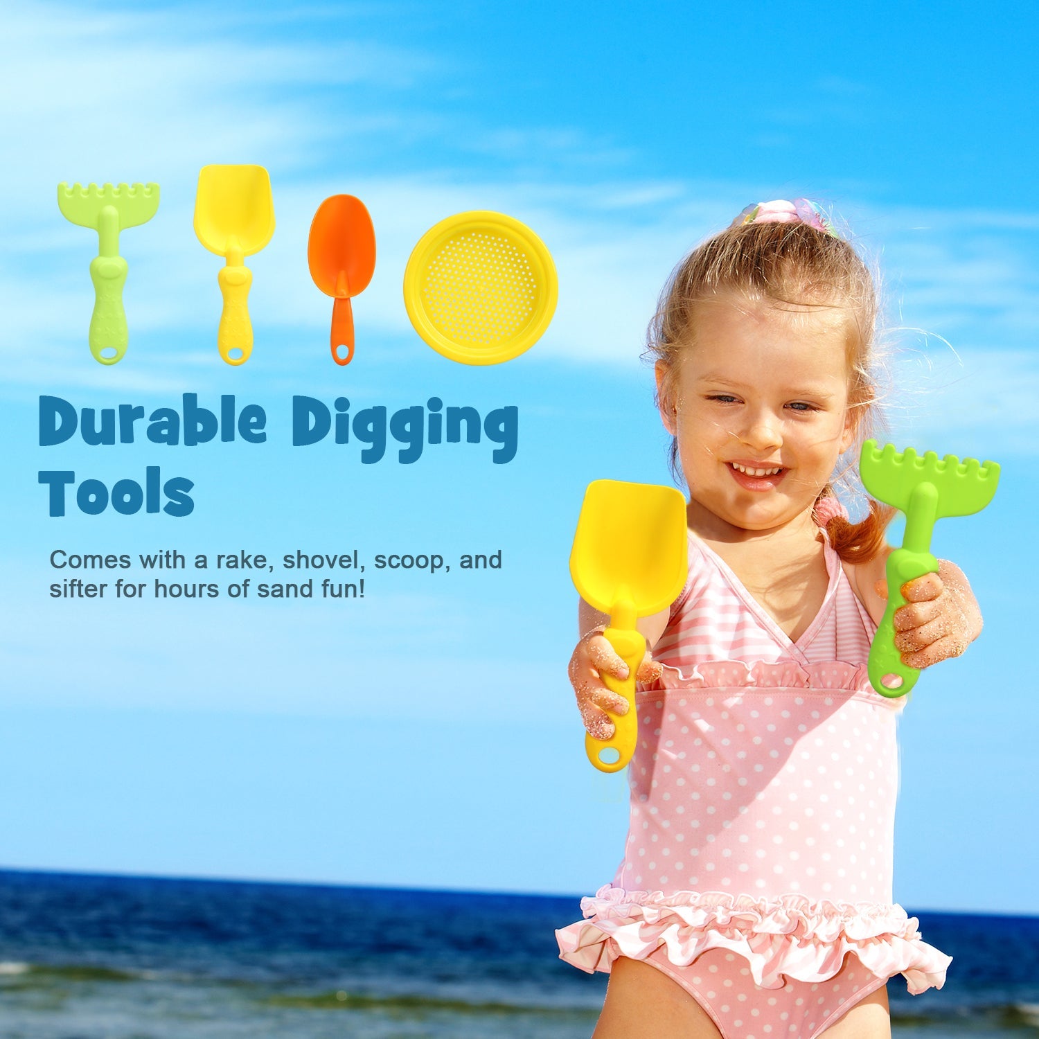 Fidtoy Beach Toy Set for Kids 3-10 with Buckets and Molds