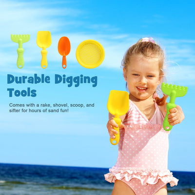 Fidtoy Beach Toy Set for Kids 3-10 with Buckets and Molds
