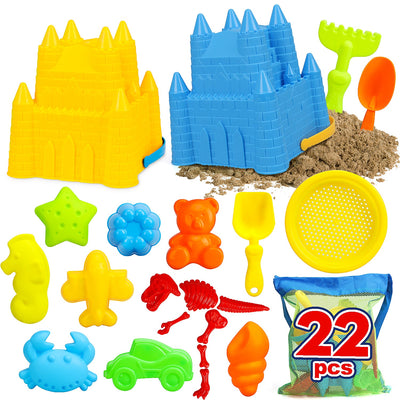 Fidtoy Beach Toy Set for Kids 3-10 with Buckets and Molds
