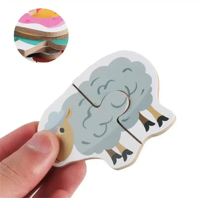 Fidtoy Themed Box of 23 Puzzles – Beginner Matching Jigsaw Puzzle Set for Kids, Animals, Vehicles, Fruits & Vegetables