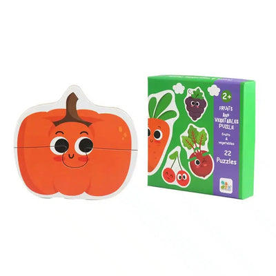 Fidtoy Themed Box of 23 Puzzles – Beginner Matching Jigsaw Puzzle Set for Kids, Animals, Vehicles, Fruits & Vegetables