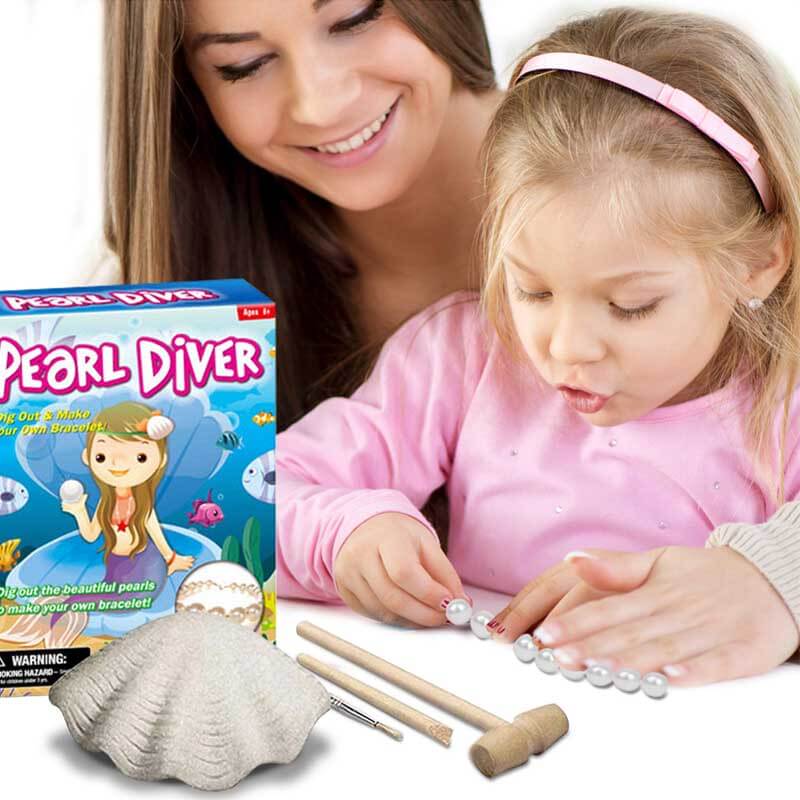 Kit d'Excavation de Coquillages Fidtoy pour Enfants 3+ – Apprentissage STEM & Activité Bracelet de Perles DIY