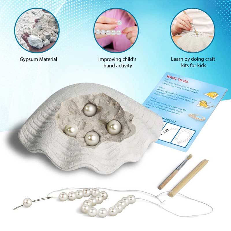 Kit d'Excavation de Coquillages Fidtoy pour Enfants 3+ – Apprentissage STEM & Activité Bracelet de Perles DIY