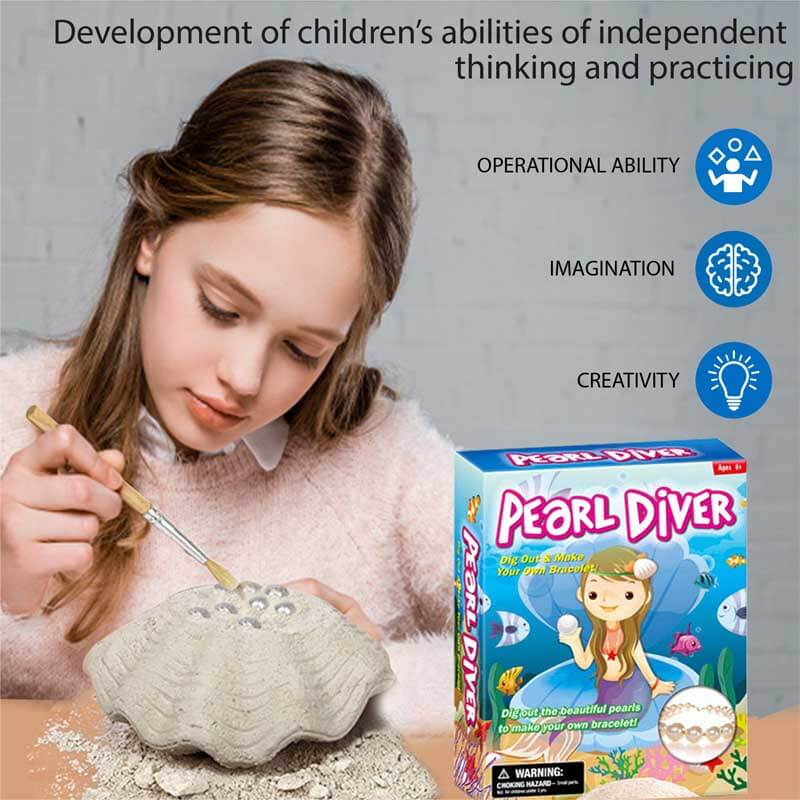 Kit d'Excavation de Coquillages Fidtoy pour Enfants 3+ – Apprentissage STEM & Activité Bracelet de Perles DIY