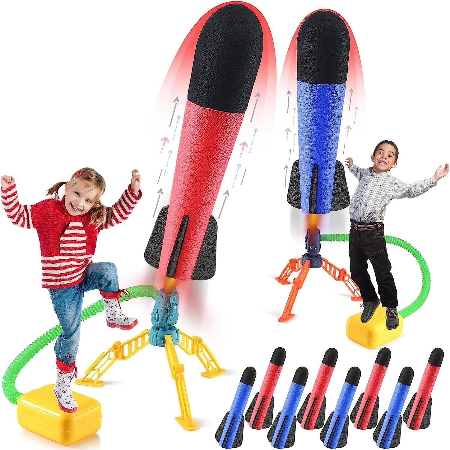 Fidtoy Air Rocket Launcher Toy for Kids – Outdoor Stomp Rocket STEM Active Play Toy