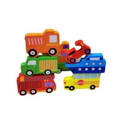 Fidtoy Tangram Coches y Vehículos Rompecabezas de Madera Montessori para Niños
