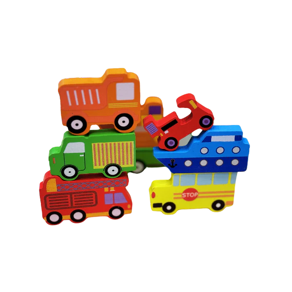 Fidtoy Tangram Coches y Vehículos Rompecabezas de Madera Montessori para Niños