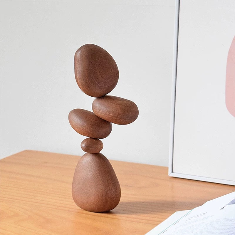 Balance Magnetic Wooden Stones – Handcrafted Solid Wood Balancing Sculpture