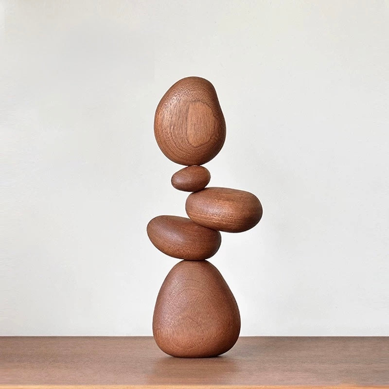 Balance Magnetic Wooden Stones – Handcrafted Solid Wood Balancing Sculpture