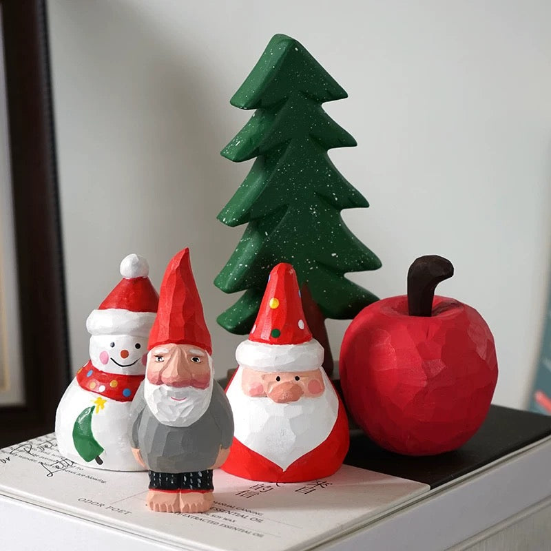 Décorations de Noël en bois massif sculptées à la main