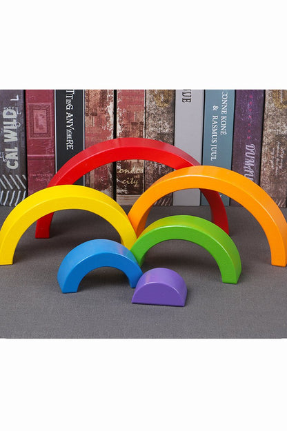 6-Piece Rainbow Wooden Montessori Blocks
