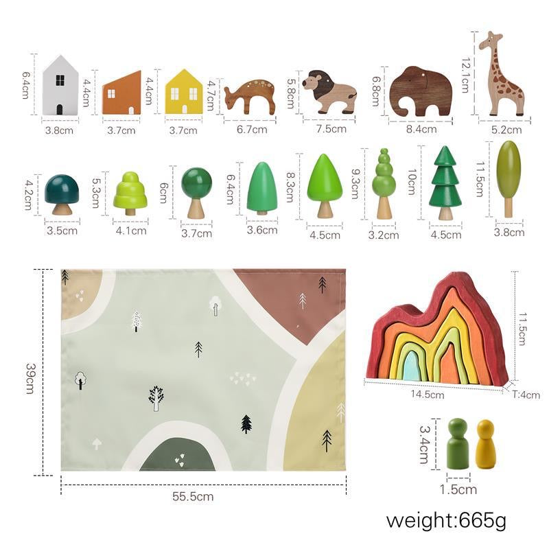 Wooden Forest Play Set with Hills - Best open ended play toys