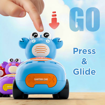 Fidtoy Press to Go Crab Car Toys Set for Toddlers