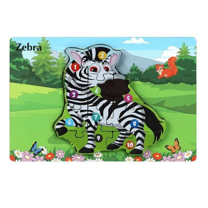 3D Animal Pattern Jigsaw Number Puzzle Random Animals - 322