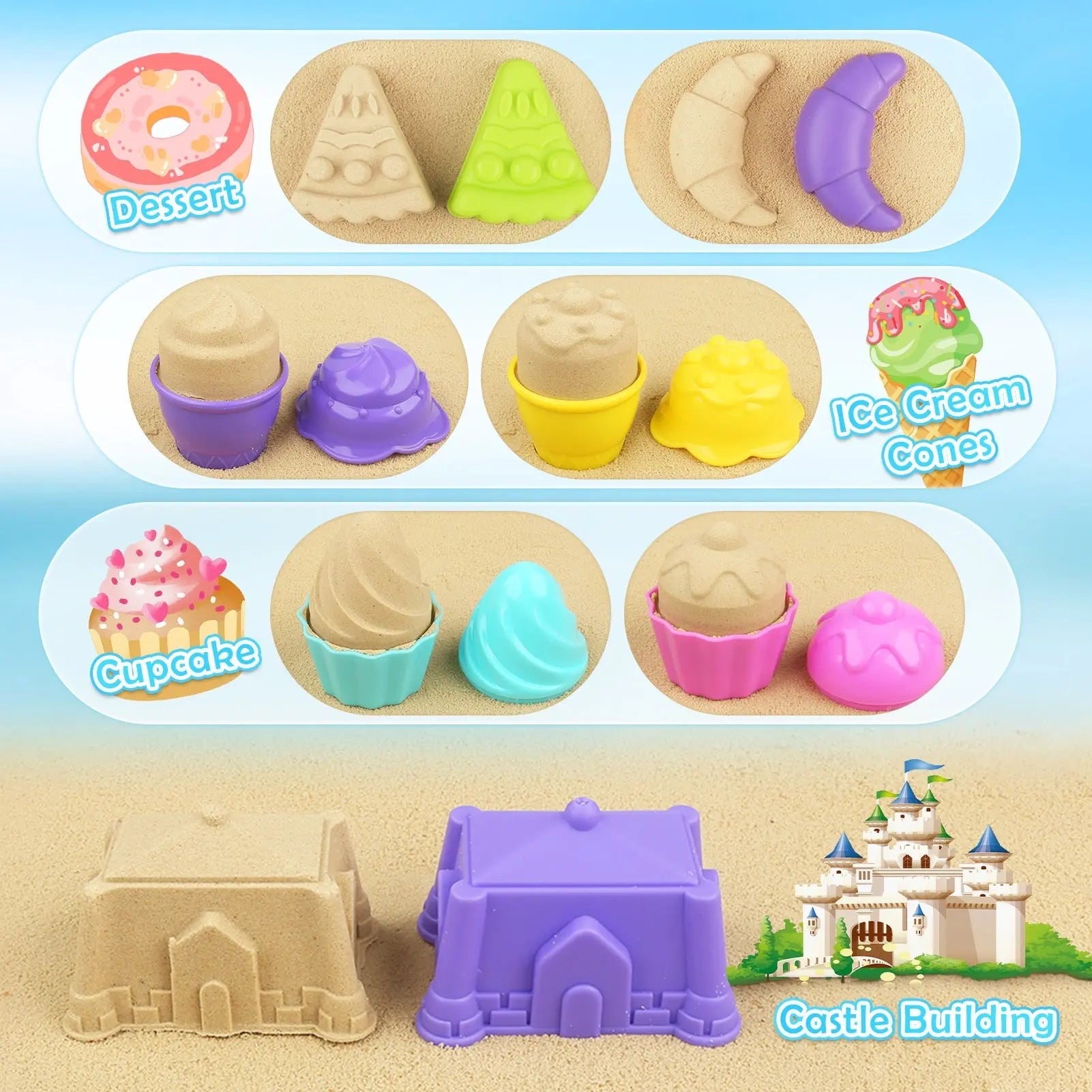 Kit de voyage de jeux de sable pour les enfants de 3 à 10 ans