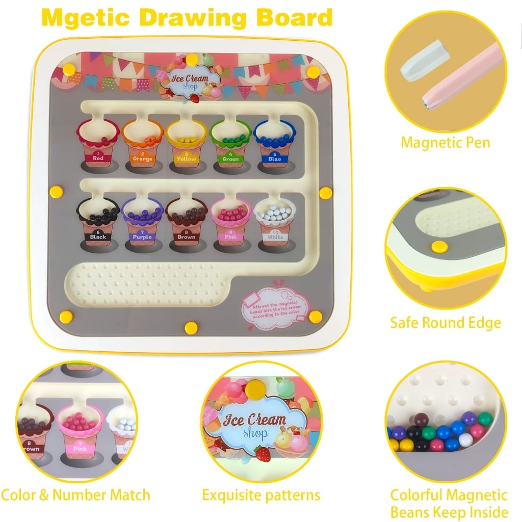 2in1 Magnetic Bead Maze Color Sorting and Drawing Board - 134