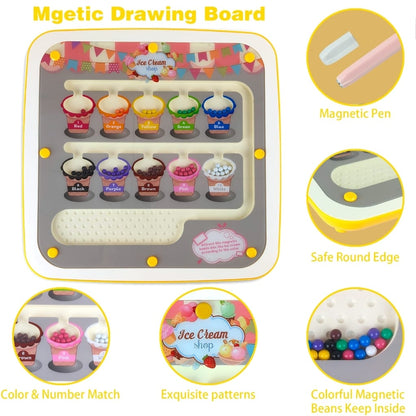 2in1 Magnetic Bead Maze Color Sorting and Drawing Board - 134