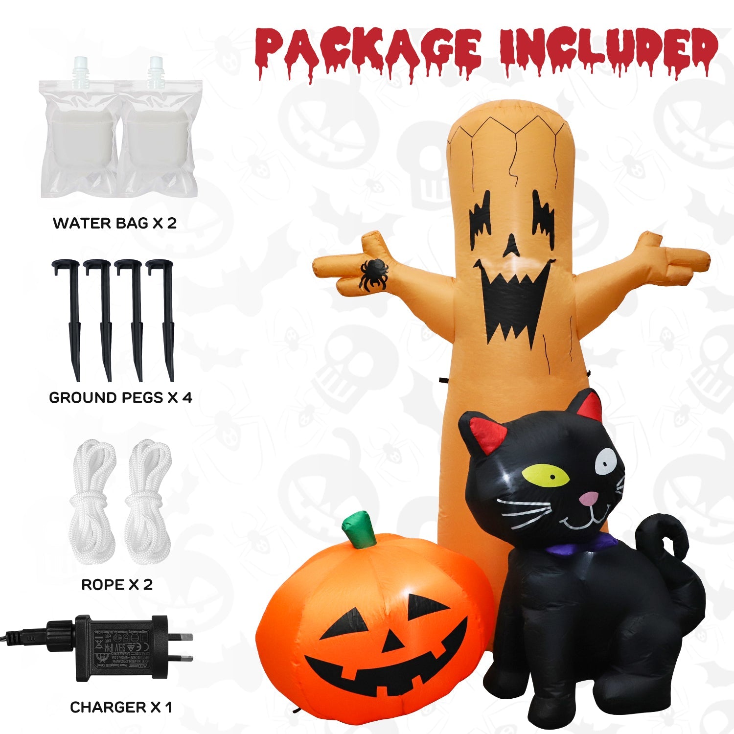 8 FT Inflatable Halloween Outdoor Decoration Dead Tree, Pumpkin and Black Cat