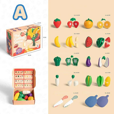 Fruitigo – Apprendre et Jouer – Ensemble de fruits à découper Montessori
