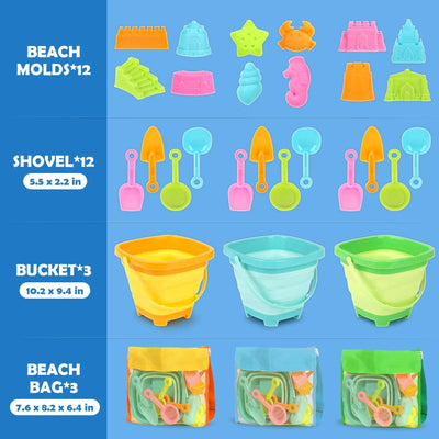 Ensemble de 30 jouets de plage pliables pour enfants de 3 à 10 ans